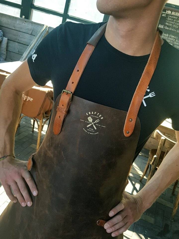 Stoere BBQ schort bedrukken met logo - leren_schort